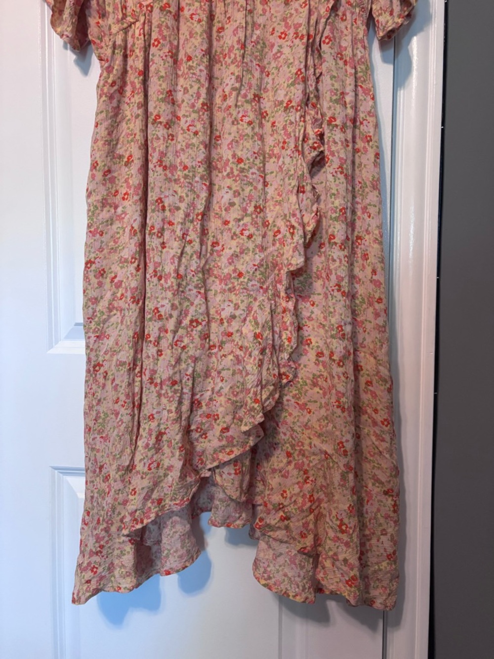 Sonoma Floral Wrap Dress Boho Cottagecore Midi Ruffle Hem Size XL - Picture 3 of 13